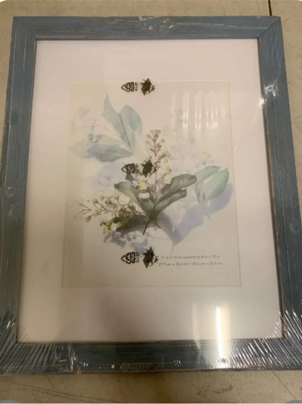 Solid Wood with HD Plexiglass Picture Frame 11x14” (matted to 8x10”) BLUE